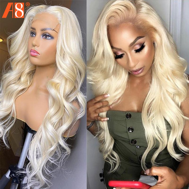 

Lace Wigs 613 Blonde Frontal Human Hair 13×4 Body Wave Front Wig Pre Plucked Brazilian Remy 150% For Women 30Inch, As pic