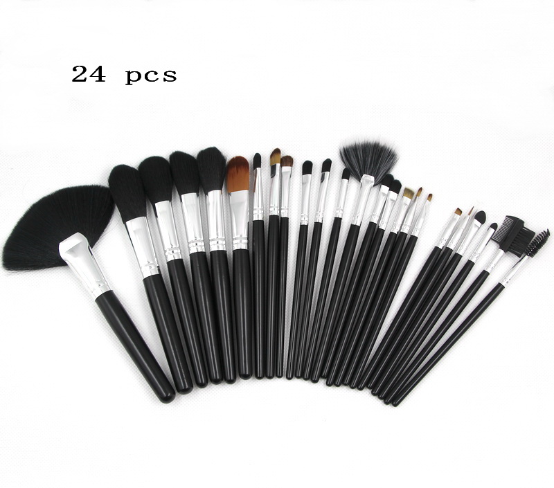 24 Makeup Brush Set Facial Powder Large Foundation Goat Hair Leather Bag Quality Professional Make Up Brush Kit-image-746790151