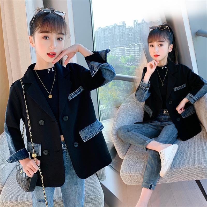 

Coat Children Autumn Baby Girls Jacket Kids Spring Outerwear Fashion Denim 4 6 8 10 11 12, Blue;gray