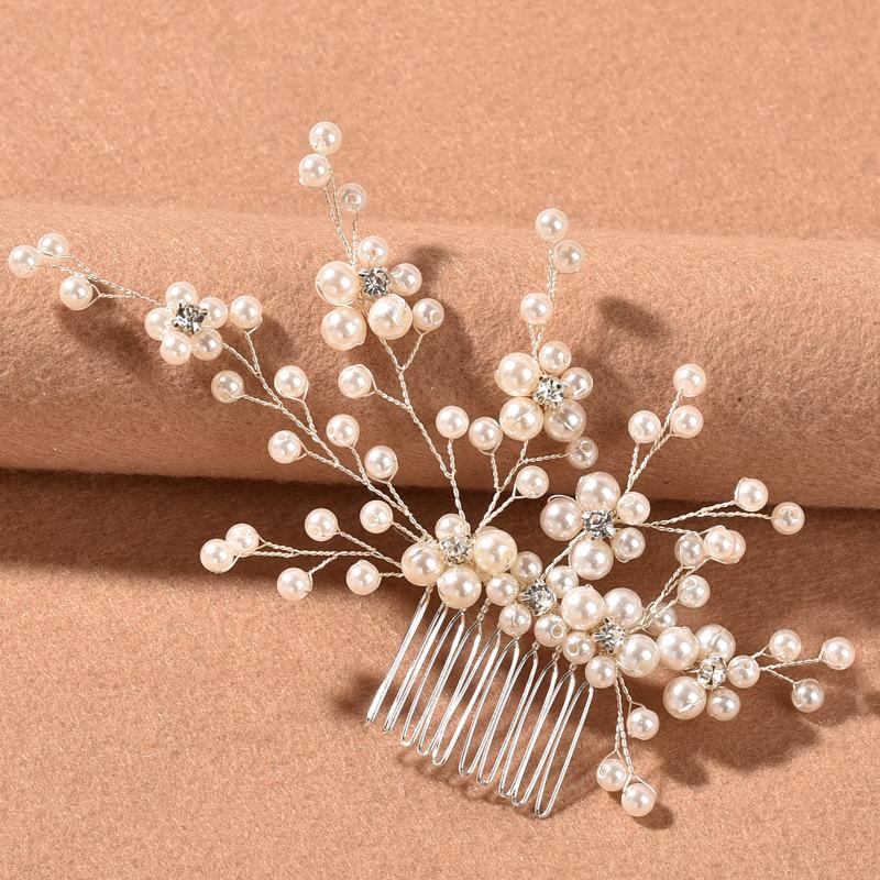 

Hair Clips & Barrettes Pearl Side Comb Alloy Ornament Handmade Ancient Style Bridal Piece Accessories For Women And Girls EA, Golden;silver
