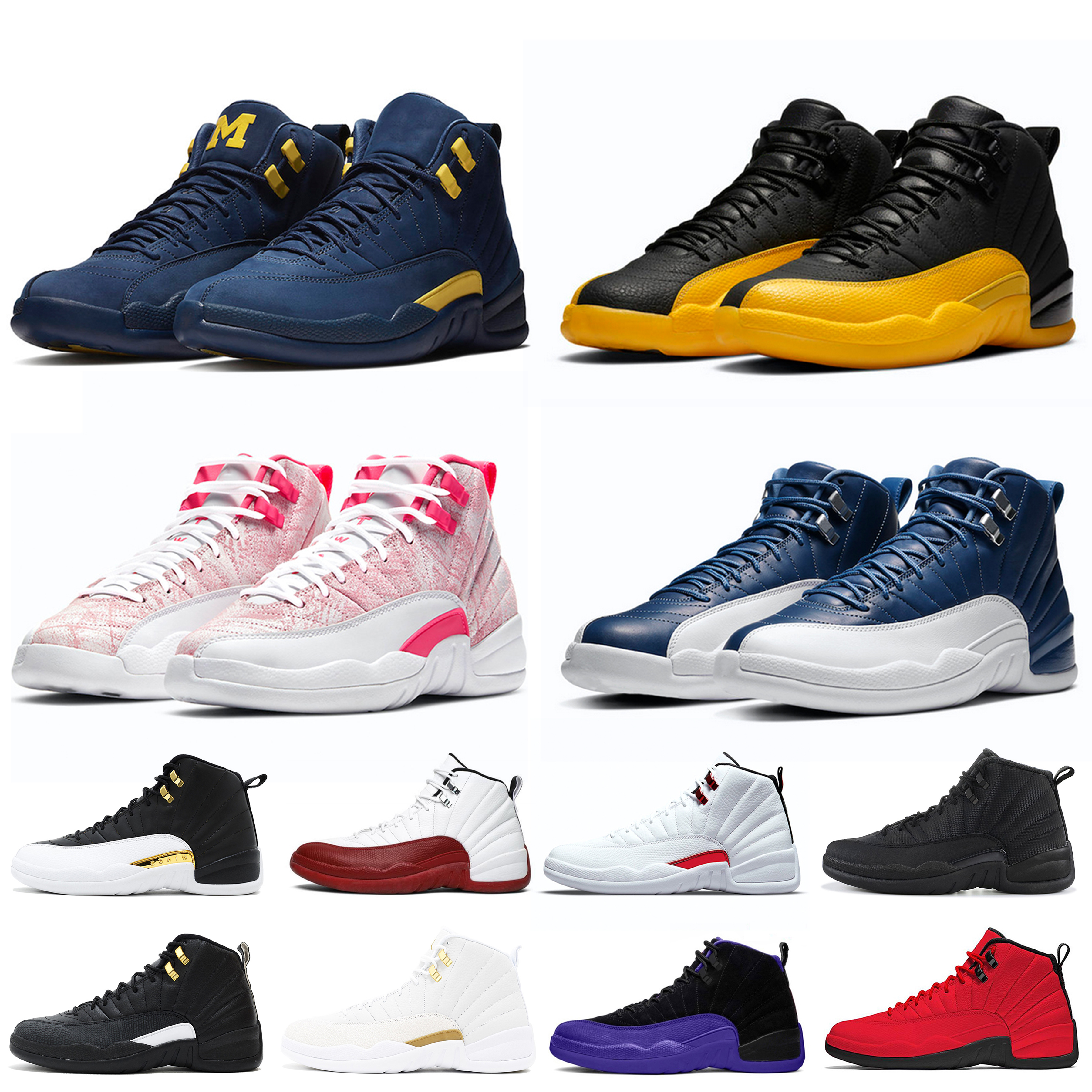 

12 basketball shoes 12s mens sports sneakers Winterized WNTR the master playoffs Game Royal Lagoon Pulse Michigan high trainers with sock J7JA, #1 reverse-flu-game-2