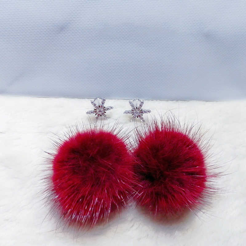 

Dangle & ChandelierHEF jewelry original Christmas snowball Earrings femininity autumn winter Earrings 925 Sterling Silver