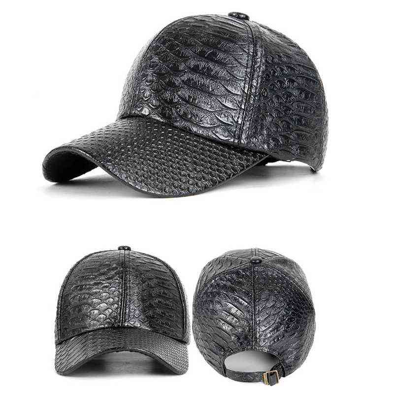 

Crocodile Grain Leather Men Cap High Quality Baseball Cap Snapback Hat Casual Sports Gorras Adjustable Dad Bone Hats Masculino AA220304, White