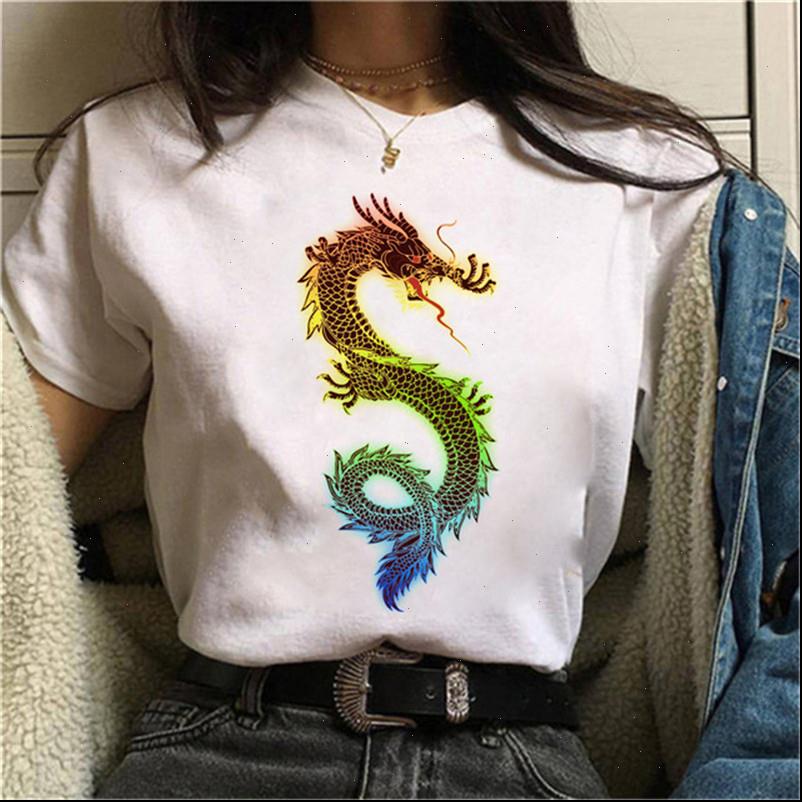 

maycaur hip hop streetwear chinese womens t shirts dragon print ulzzang harajuku kawaii summer female, White