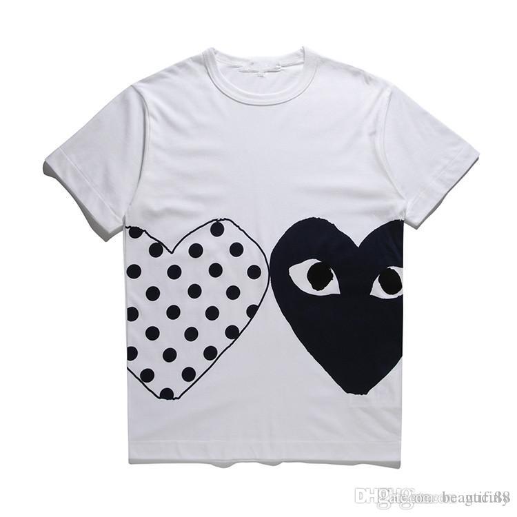 

High quality commes des Mens Designer T-shirt garcons cdg play Cotton Printed t shirts White T-shirt Summer women Mens clothing, White;black