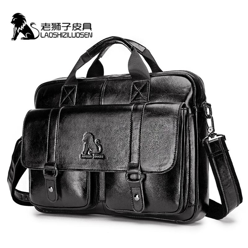 

Briefcases Men's Briefcase Bag Casual Handbag Cow Leather Single Shoulder Cross Body Business Travel Messenger Computer For Men Sac