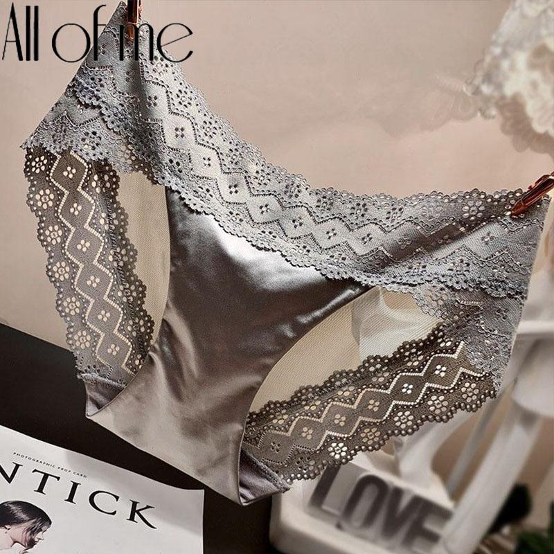 

Lace Underwear Women Panties Sexy Briefs Middle Waist Floral Female Underpants Lingerie Perspective Satin Pantys Women's, Green