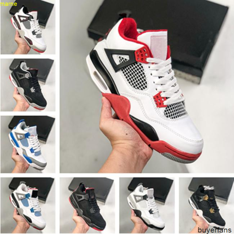 

TOP Collection 4 4S Retro Cement High Quality Basketball Shoes Bred Fire Red Hot-Lava Military Blue Royalty Sport Men's Women's Leisure, 07