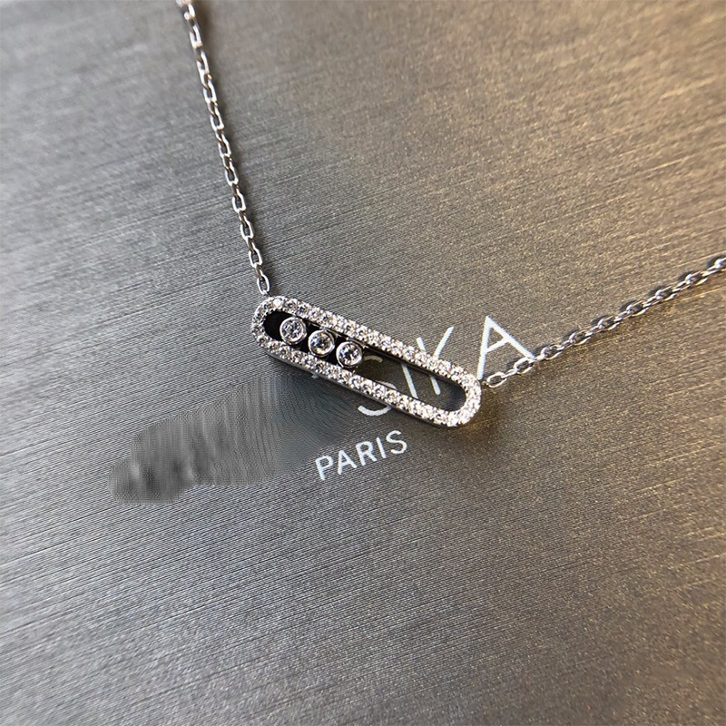 

100% sterling silver messika necklace bracelet France three diamond series rose gold plated original brand high jewelry ladies
