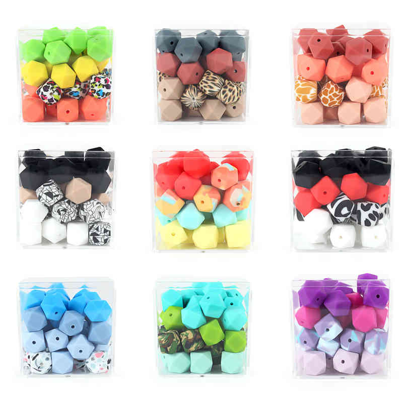 

20pcs Hexagon Silicone Beads 14mm Diy Pacifier Clip Necklace Chain Food Grade Bpa Free Oral Care Teething Teether Mini Bead
