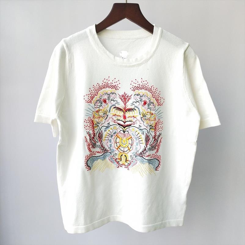 

round collar flowers embroidery womens sweaters korean spring sunmer shorts sleeve womans fashion sweater, White;black