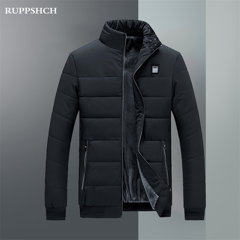 

Autumn Winter Men Fleece Parkas Coat Men Stand-up Collar Warm Middle-aged Elderly High Quality Parkas coat Men Jacket 211204, Black