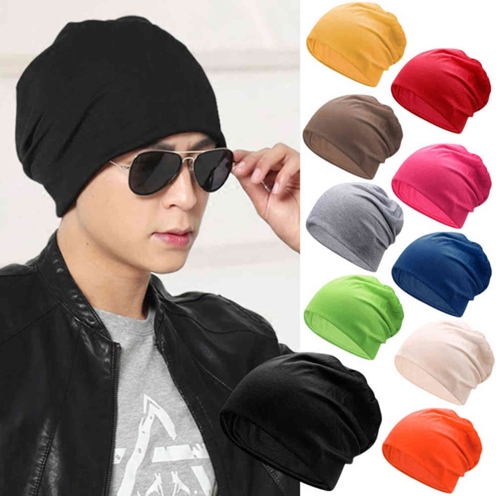 

Women Men Stylish Beanie Hat Thin Hip-hop Soft Stretch Slouchy Skull Cap H9, Blue
