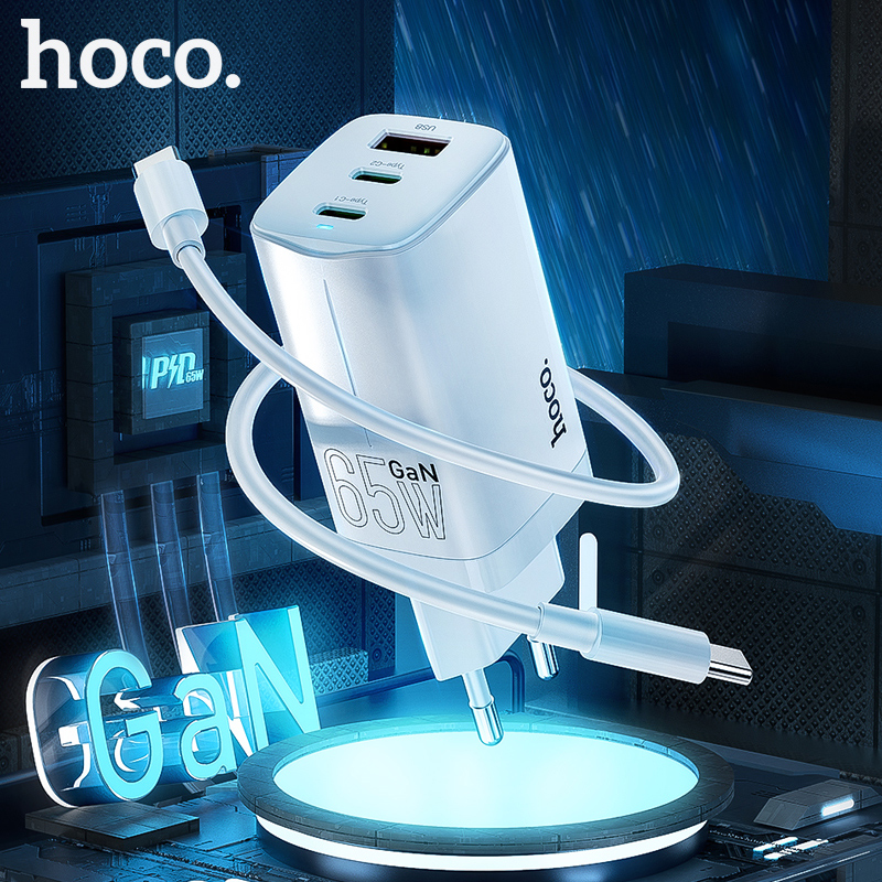 

HOCO 65W GaN Charger USB C Quick Charge 4.0 3.0 Type C PD USB Fast Charger AFC for iPhone 11 12 13 Pro Max Xiaomi 11 For Macbook