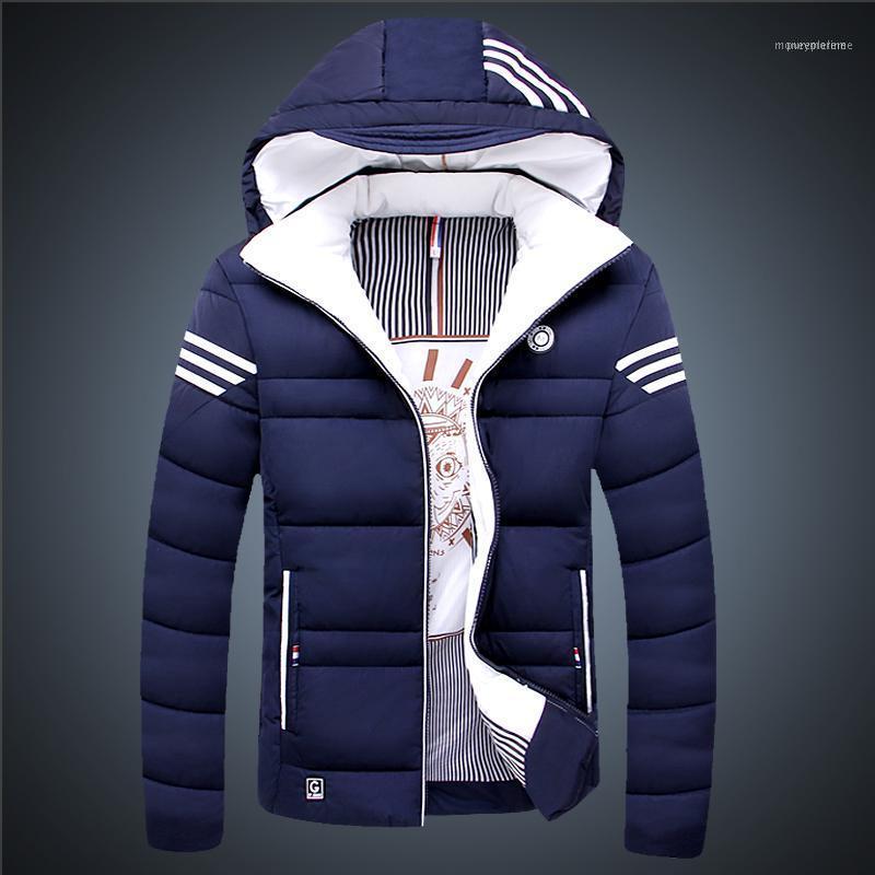 

Men's Down & Parkas Wholesale- 2021 Patchwork With Collar Brand Jacket Men Winter Coats Casual Slim Fit Cotton-Padded Mens Jackets And Coat