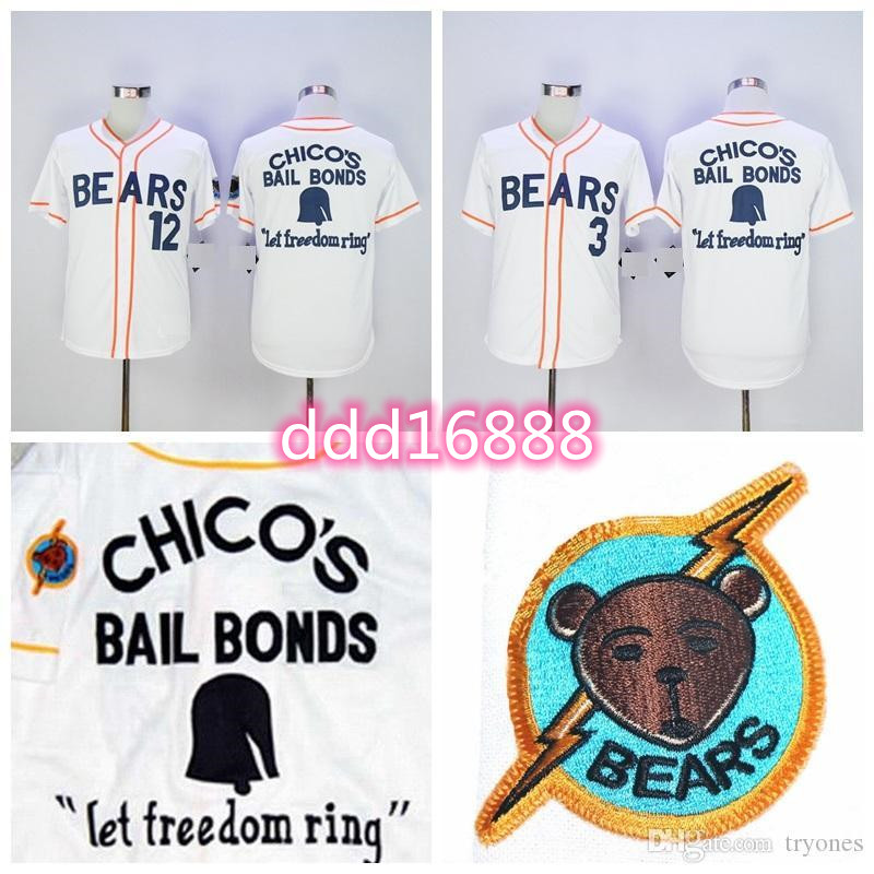 

BAD NEWS BEARS MOVIE BUTTON DOWN Baseball Jersey #3 Kelly Leak #12 Tanner Boyle White, White 3