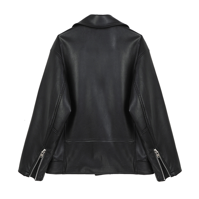 

Men's Jackets Leather jacket of the fake Korean women vintage casual loose motorcycle female jackets fall chic streetwear large coat HZVG, 1# shoe box