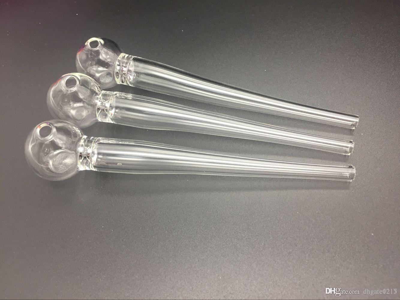 

Wholesale New large 6Inch smoking pipe oil burner Big Glass Tube Oil Pipe Nail Glass Oil Pipe Thick Clear tobacco hand pipes