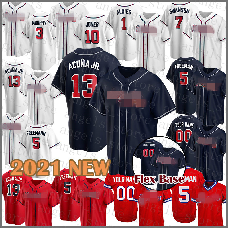 

Atlanta Mens Braves Women 13 Ronald Acuna Jr. Custom Baseball Jersey 5 Freddie Freeman 7 Dansby Swanson 3 Dale Murphy 27 Austin Riley Maddux, Blue;black
