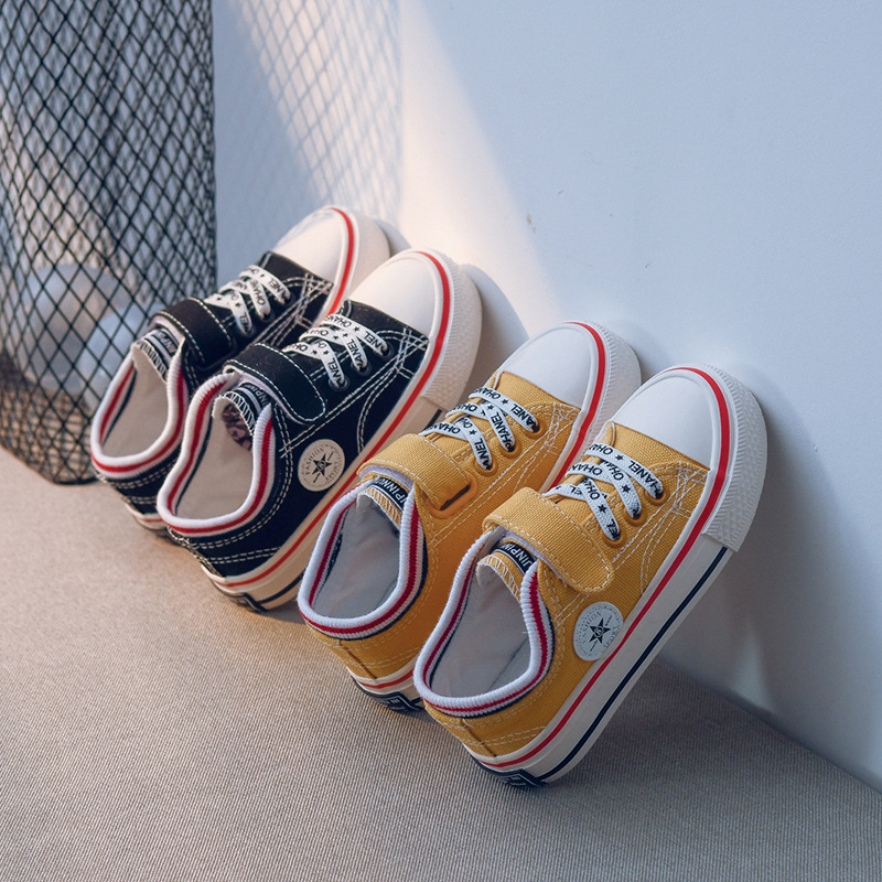 

Low help children' socks shoes boys canvas shoes 2021 new magic stickers shoes breathable children Chinese children, Black;grey