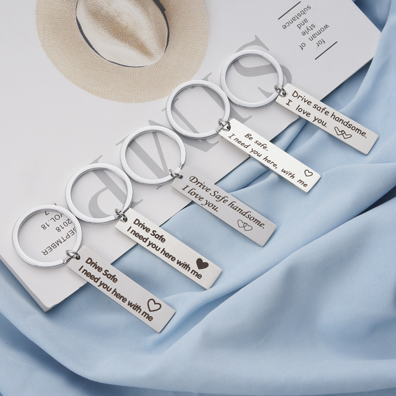 

DIY stainless steel Keychain Party Favor drive safe handsome. I love you