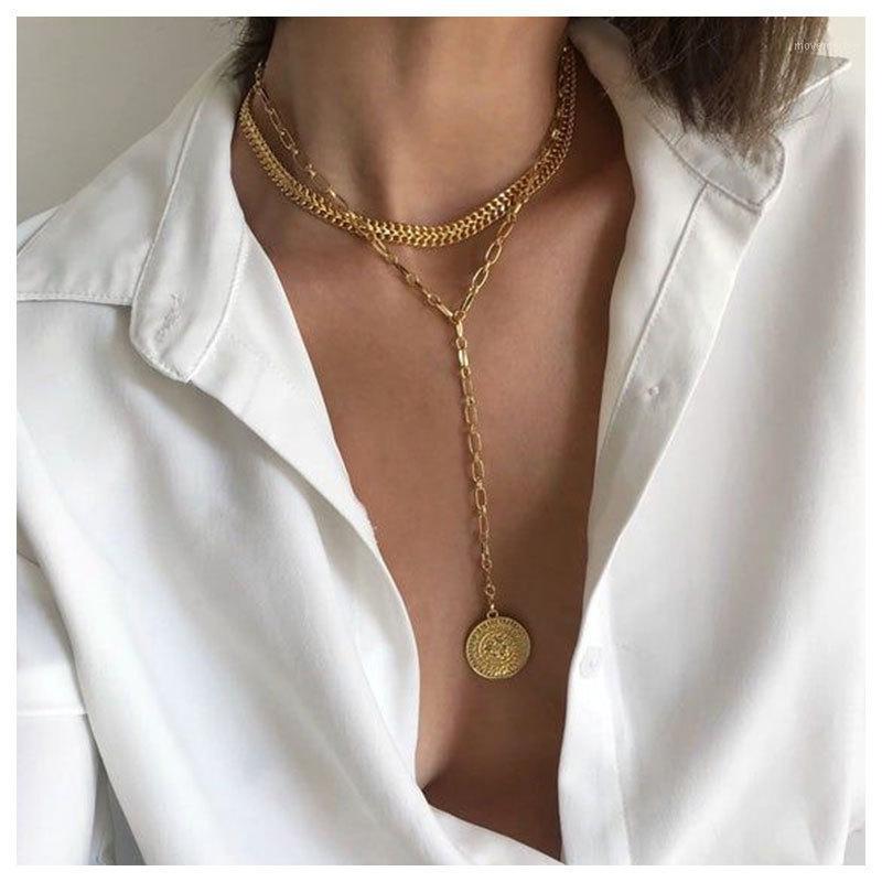 

Chains Fashion Street Necklaces Personality Portrait Coin Pendant Collarbone Necklace