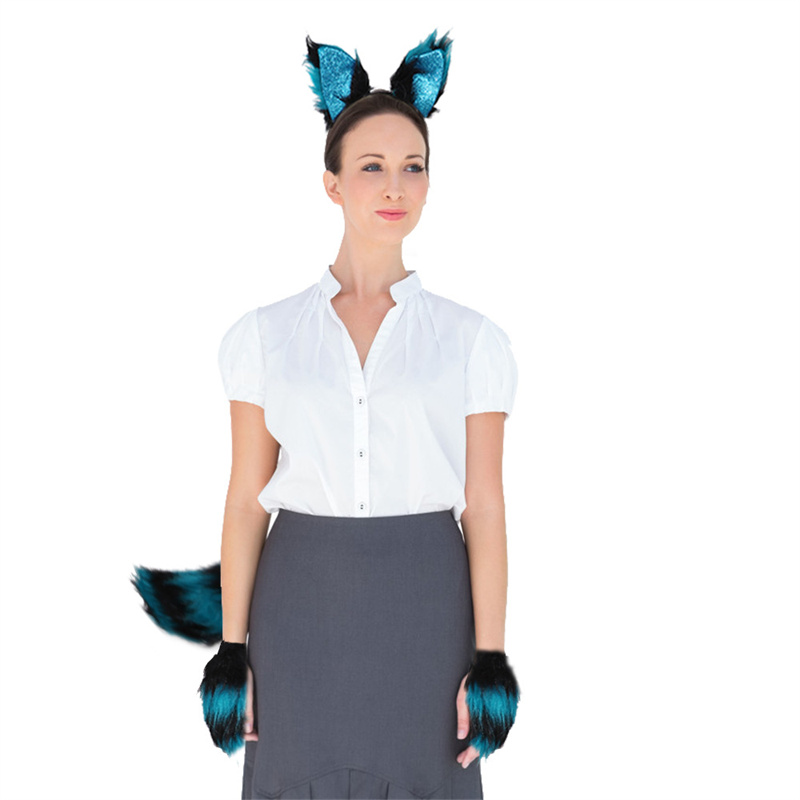 

Costume Accessories4pcs/set Women Maid Dog Cat Claws Lolita Plush Gloves Tail Paw Ear Set Plush Fox Gloves Ear Headband Headdress with Tail