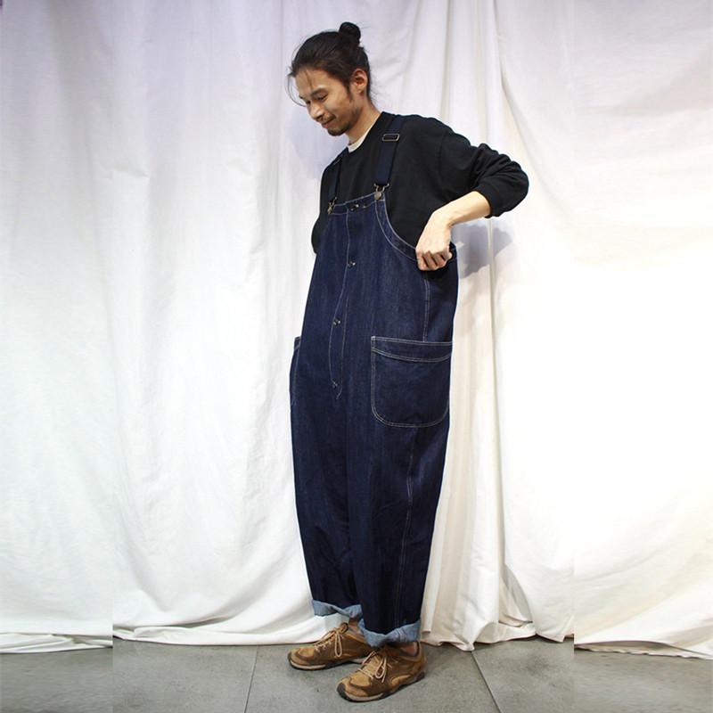 

Men's Pants 2021 Spring And Autumn Fashion Jeans Japanese Retro Overalls Loose Casual Solid Color Lace Up College Style Trousers, Black