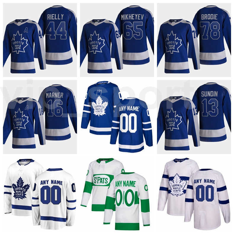 

Toronto Maple Leafs Hockey 44 Morgan Rielly Reverse Retro Jersey Men 78 Rodion Amirov 8 Jake Muzzin 97 Joe Thornton 65 Ilya Mikheyev, Blue