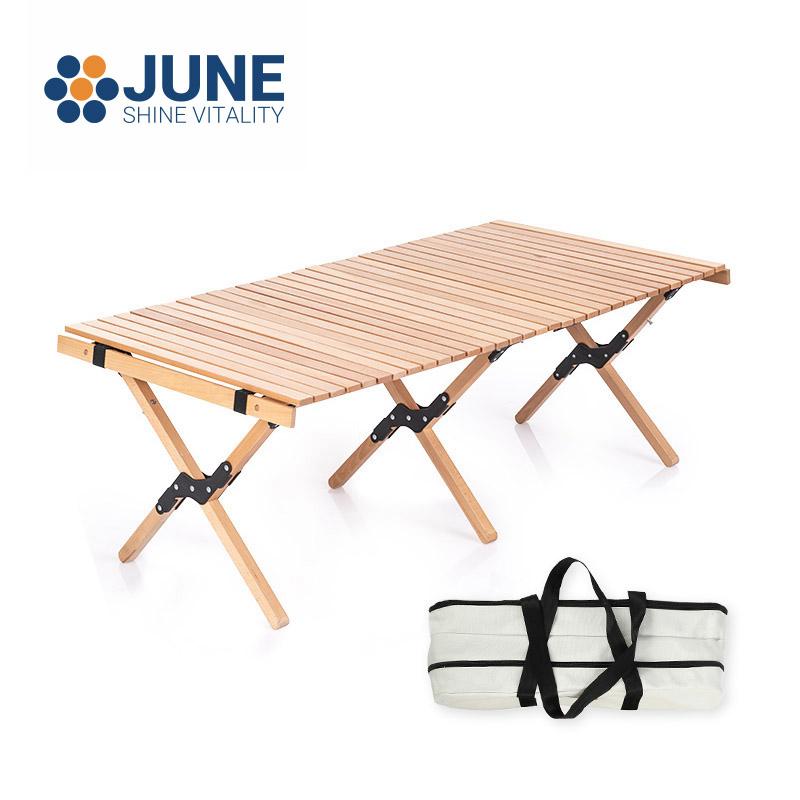 

Outdoor Folding Egg Roll Table Portable Foldable Camping Picnic Wood Desk For Garden Hiking Self-driving Tour Camp Furniture