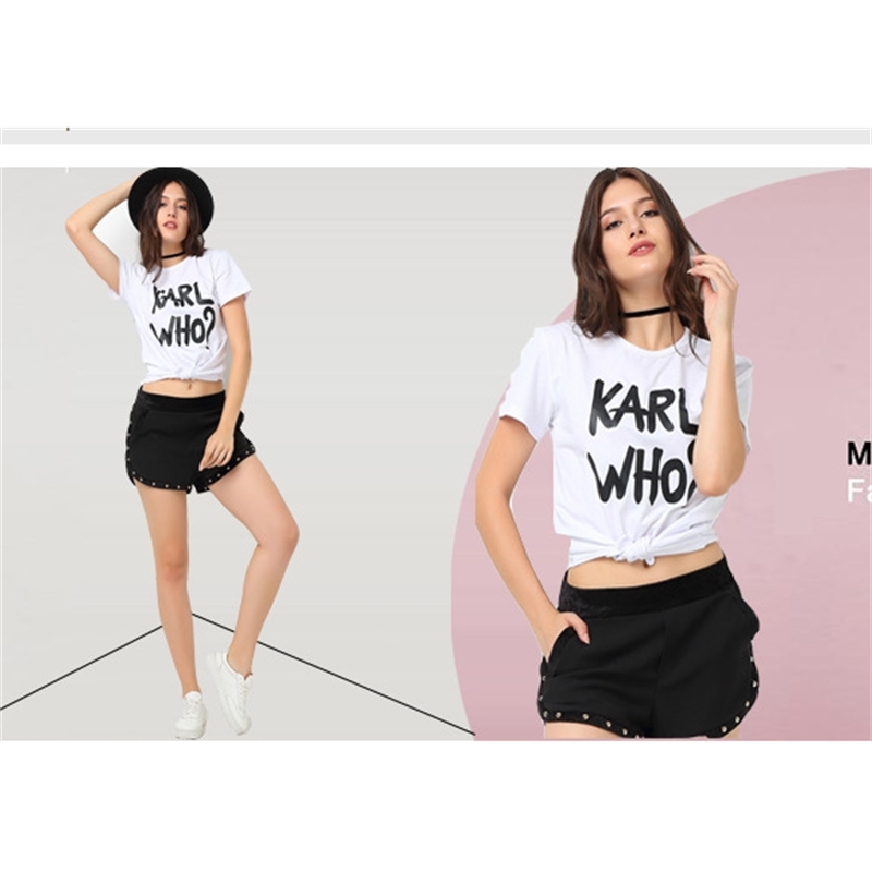 

New summer Karl who lettered print women's T-shirt, White