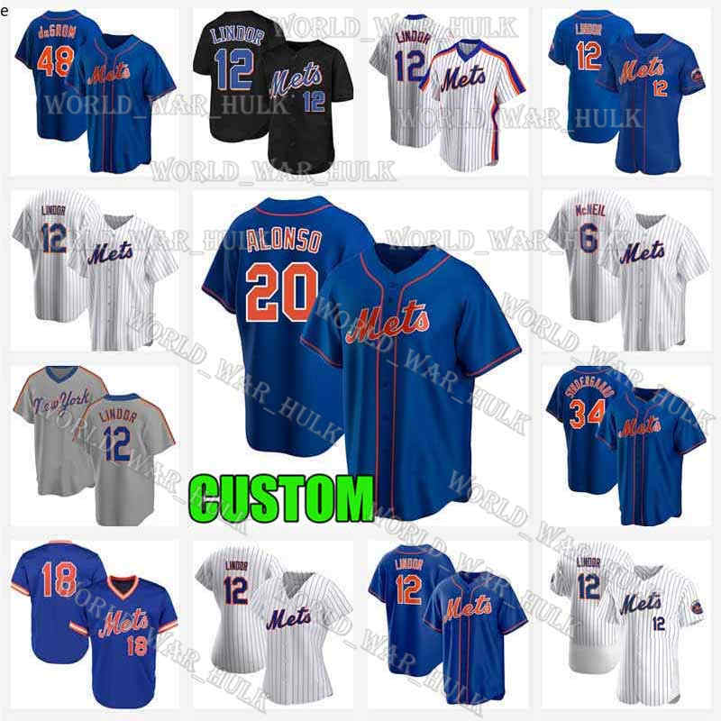 

20 Pete Alonso Jersey Custom 2021 Mets Jacob deGrom Darryl Strawberry Keith Hernandez Dwight Gooden 0 Marcus Stroman Baseball Jerseys, Blue;black