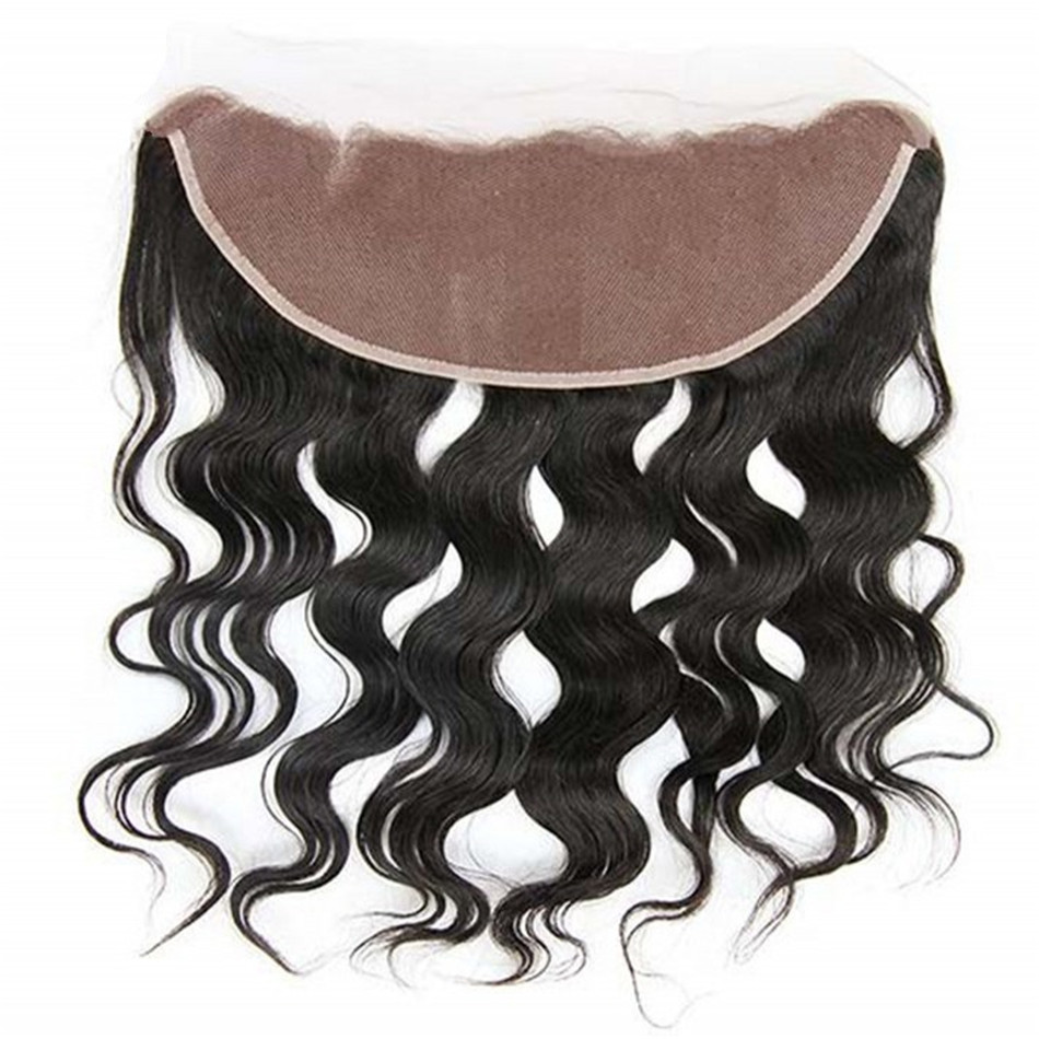 

Brazilian Human Hair 13x4 Lace Frontal Closures Natural Wave Middle Three Free Part Frontals Bleached Knots, Natural color