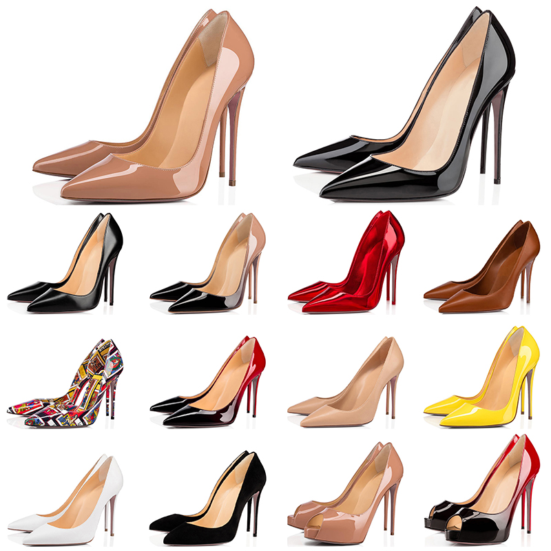 

red bottoms designer shoes high heels 8  12cm so kate womens ladies dress party wedding office & career genuine leather point toe pumps si, Black