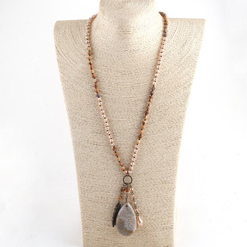 

Pendant Necklaces RH Fashion Bohemian Jewelry Accessory Long Natural Stones With Stone Dorp Tassel For Women Gift