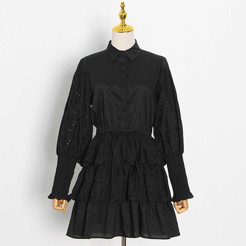 

HIGH STREET Fashion Spring Runway Dress Women's Hollow Out Embroidery Cotton 210526, White