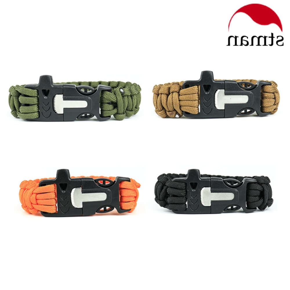 

Hand catenary Seven core weaving survival whistle flint escape emergency umbrella rope bracelet life saving Bracelet, Golden;silver