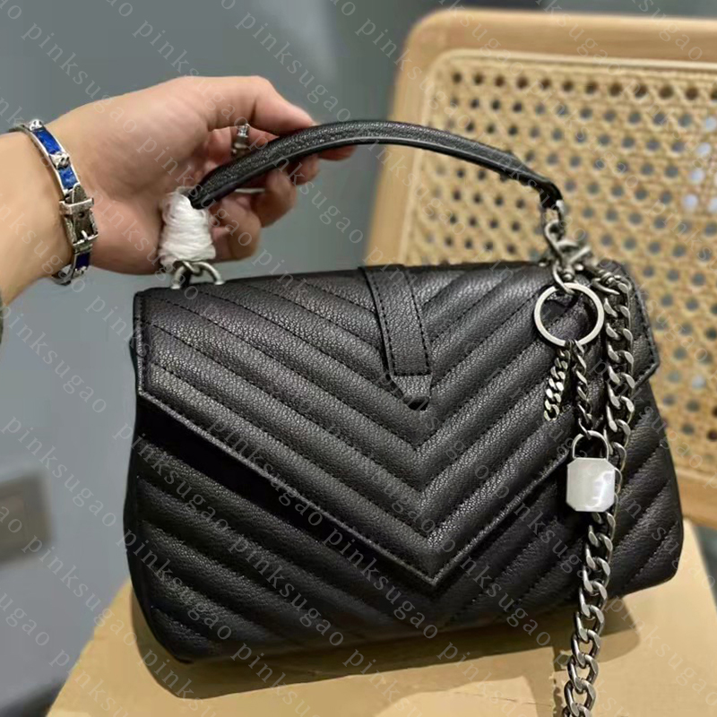 

Pink sugao shoulder crossbody tote bags chain bag handbags luxury top quality High Capacity purse genuine leather fashion women shopping bags with box, Black with silver pendant