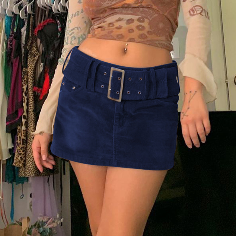 

2021suchcute vintage corduroy womens mini skirt with sashes 2021 streetwear e girl party 90s outfits high waist short skirts, Black
