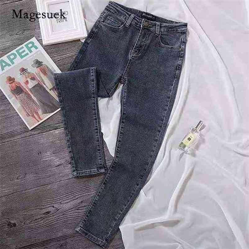 

Autumn Woman Denim Trousers Boyfriend Style Vintage High Waist Jeans Skinny Pencil Pants for Blue Jean Female 10837 210518, Light blue
