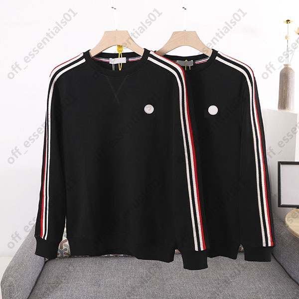 

Ribbon color matching mens sweatshirts 21SS monclair Round neck classic sweatshirt High Quality France Brand hoodie, Black