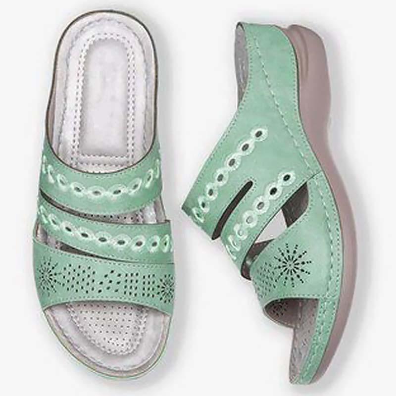 

Women Sandals Open Toe Women'S Flat Shoes Slip On Wedges Slippers Summer Beach Ladies Chaussure Femme, Black