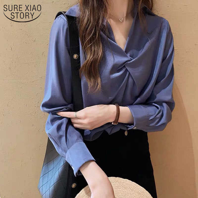 

Spring White Shirt Long Sleeve Women's Blouse Korean Style Temperament Loose Solid Tops Bottom Shirt Blusas Mujer 12612 210527
