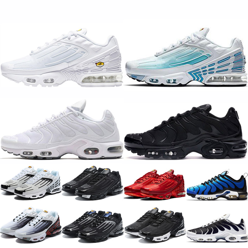 

tn plus 3 running shoes mens women triple white black Laser Blue Volt Glow Oreo womens Breathable sneakers trainers outdoor sports size 36-45, #11 white silver with red 39-45