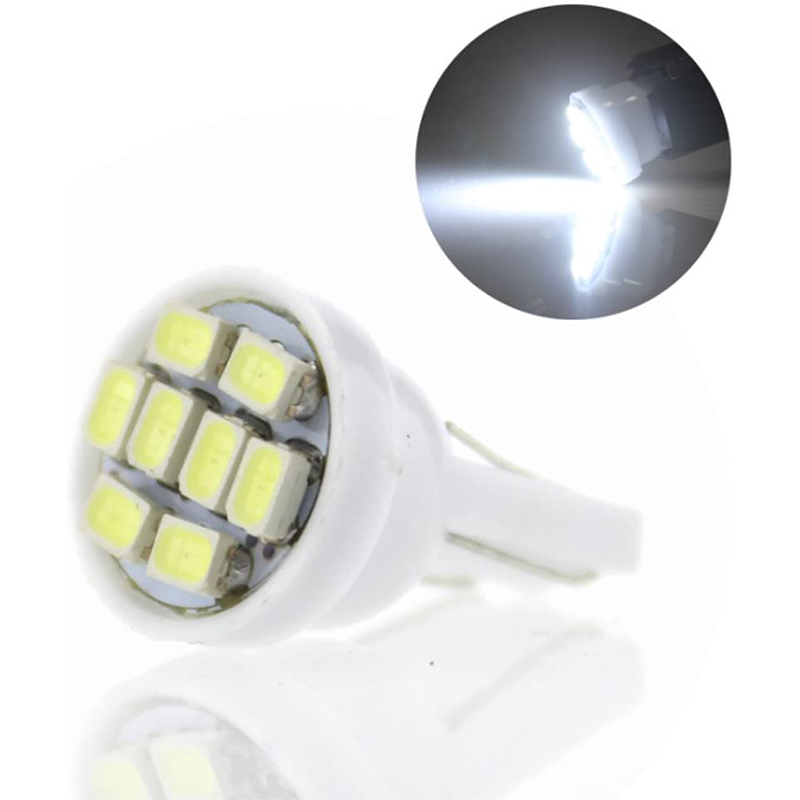 

100Pcs 12V White Car Bulbs T10 W5W 194 192 168 2825 Wedge 8SMD 1206 LED Replacement Lamps Auto Interior Reading Map Dome Light