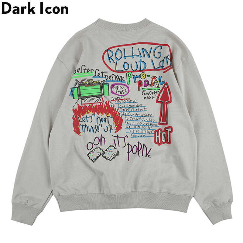 

B2SS Graffiti Tshirt Men Women Long Sleeved Men' T-shirt Streetwear Tee Shirts 210603, Grey