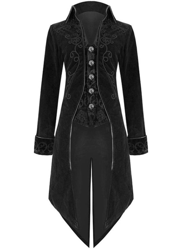 

Men's Wool & Blends European Medieval Banquet Dress With Pattern, Rehearsal, Tuxedo, Drama, Performance, Props, Art, Pography, Realistic Cos, Black