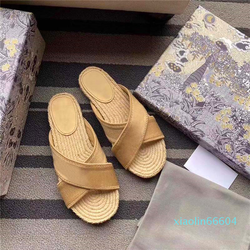 

Fashion-Cross Straps Straw Women Sandals Summer Espadrilles Leather Fisherman Shoes Platform Embroidered Slippers Open-toe Flip Flops Slides