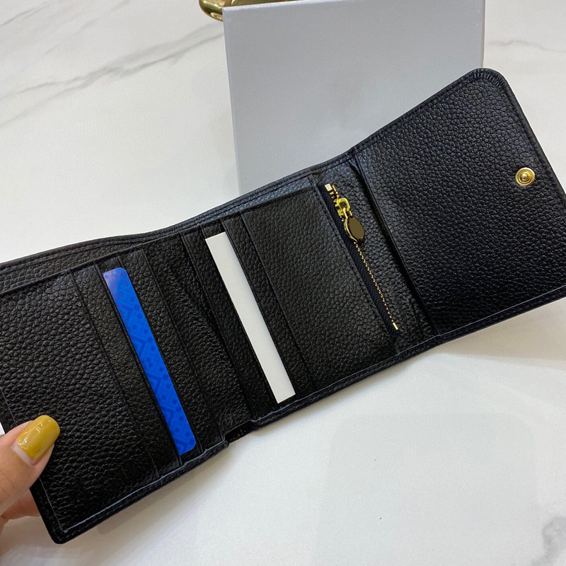 

Womens Wallets Crossbody Handbag Coin Purse Fashion Short Trifold Cowhide Leather Top Quality Card Holder Classic Black Female Purses Design, Red;black