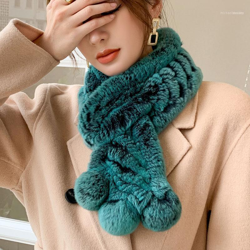 

Temperament Emerald Green Rex Fur Double-sided Woven Scarf Women To Keep Warm In Winter Real Collar Collar1